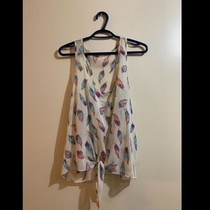 Ardene White Colourful Feathers Tank Top